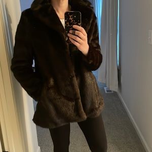 Brown faux fur coat